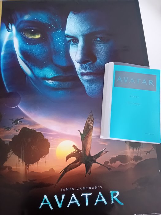 手迹 - James Cameron - Avatar Full Screen Play Filmscript + Movieposter ( 91.5 x 61 cm ) - 2009
