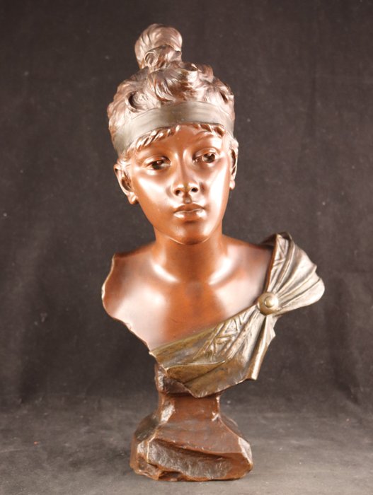 Société des Bronzes de Paris - Emmanuel Villanis (Lille 1858 - Paris 1914) - Popiersie, Phyrne - 41 cm - Brązowy