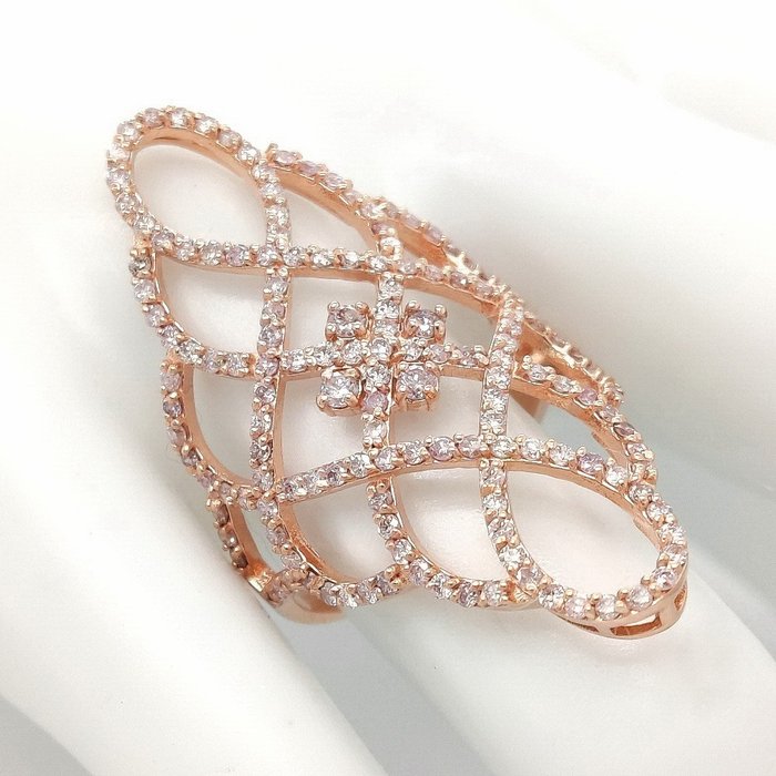 Zonder Minimumprijs - 1.46 Carat Pink Diamond Ring - Ring Roségoud 