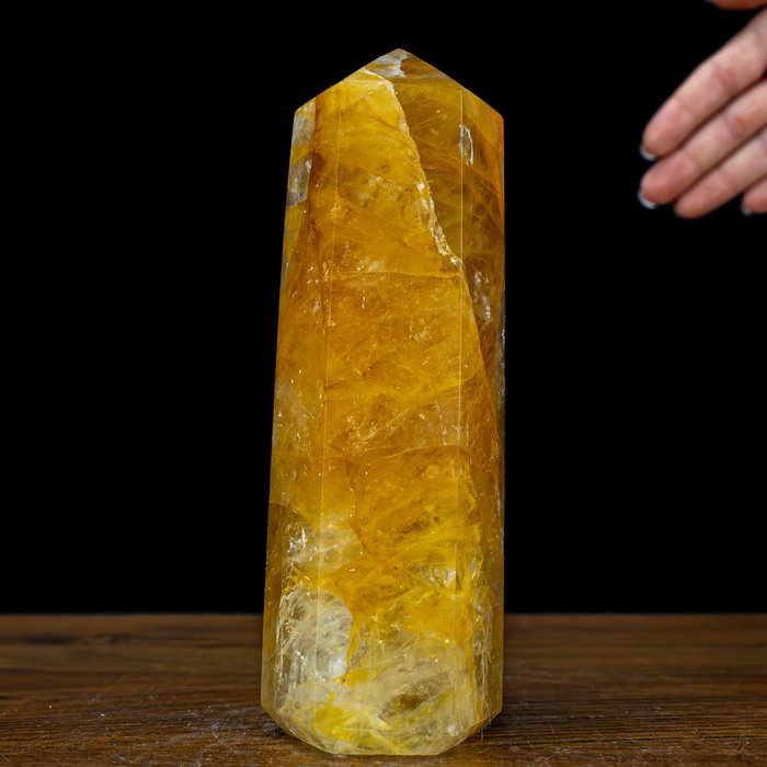 Natuurlijke AAA++ transparante gouden genezer Obelisk- 870.08 g