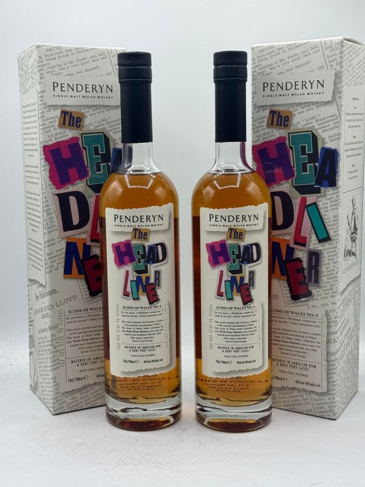 Penderyn - The Headliner - Rum and Port Casks - Icons of Wales No. 9 - Original bottling  - 70 cl - 2 bottles