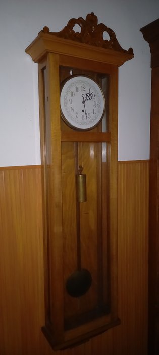 Relógio de parede - Relógio regulador com um único peso - Cerâmica, Madeira - 1900-1910