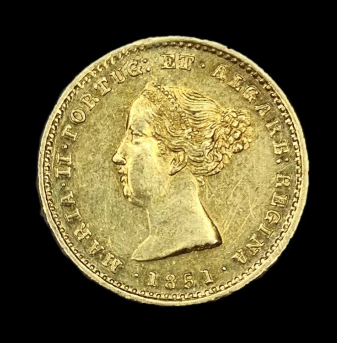 Portugalia. D. Maria II (1834-1853). 1000 Reis 1851 - Escassa