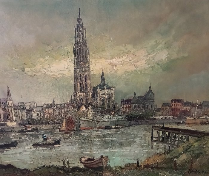 Pie Willem (1926) - Uitzicht op Antwerpen (groot werk)