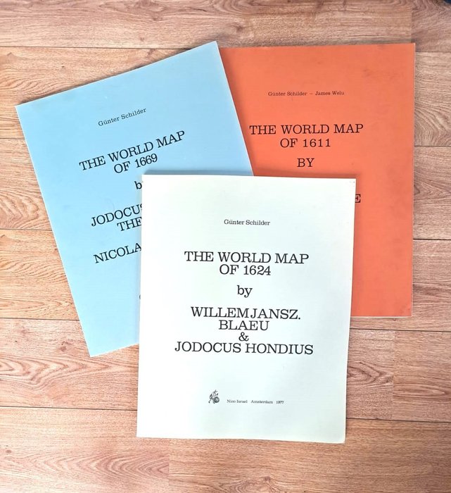 Günter Schilder - Lot met drie facsimiles: The World map of (...) Hondius, Keere & Blaeu - 1978-1980