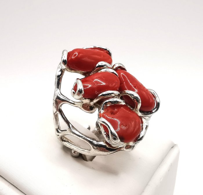 Coral - Silver - Ring