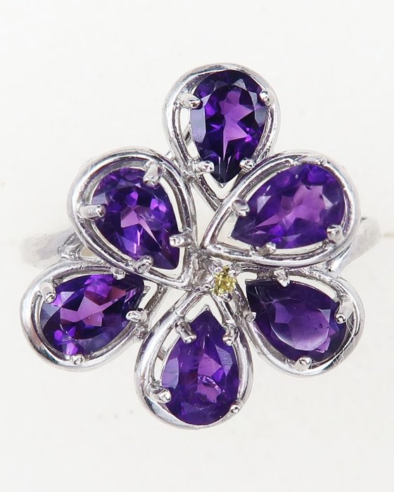 紫水晶 - 銀, 信仰戒指 - 舒緩、啟發和提升精神意識 - 藍寶石 - 戒指