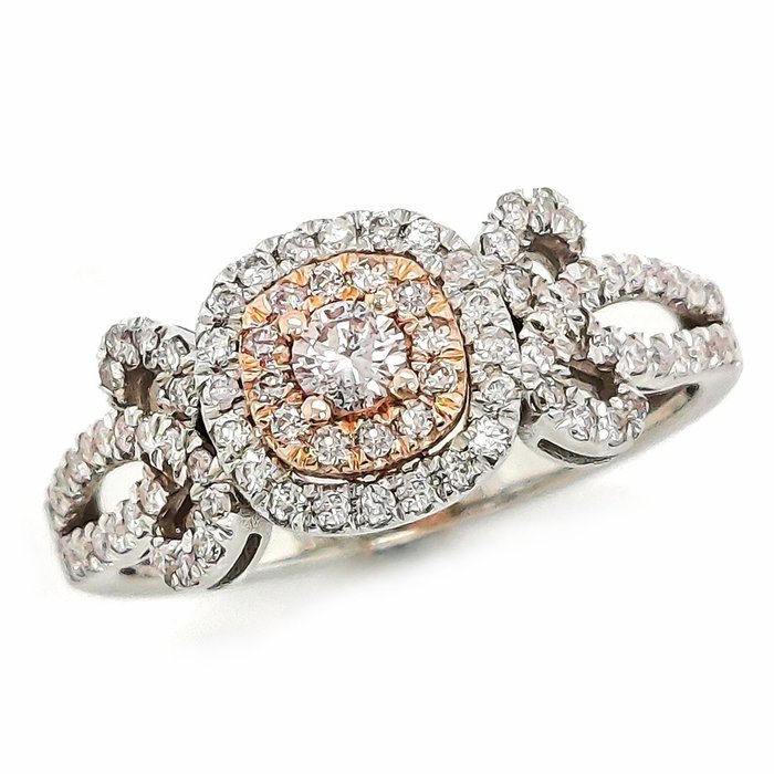 Sans prix de réserve - 0.50 Carat Pink Diamonds Ring - Bague - Or 14 ct - Or blanc, Or rose 