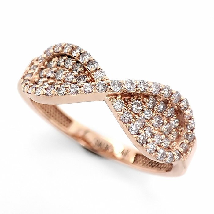 没有保留价 - 0.54 Carat Pink Diamond Infinity Design Ring - 戒指 - 14K金 - 玫瑰金 