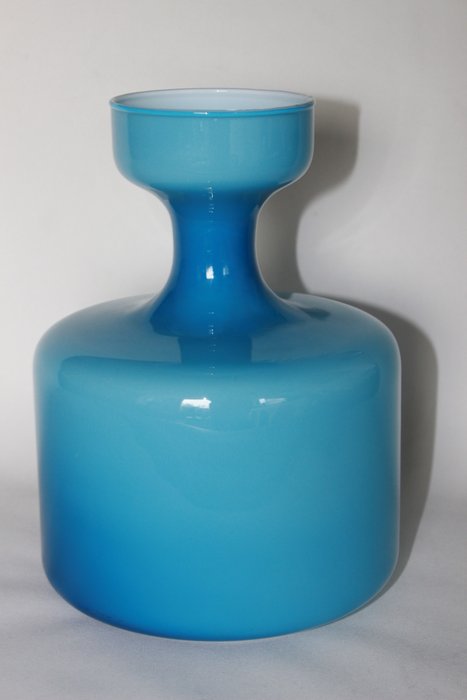 Vase (1) -  Blå vintage skandinavisk vase  - Glass