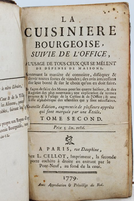 Menon - La Cuisinière Bourgeoise - 1779