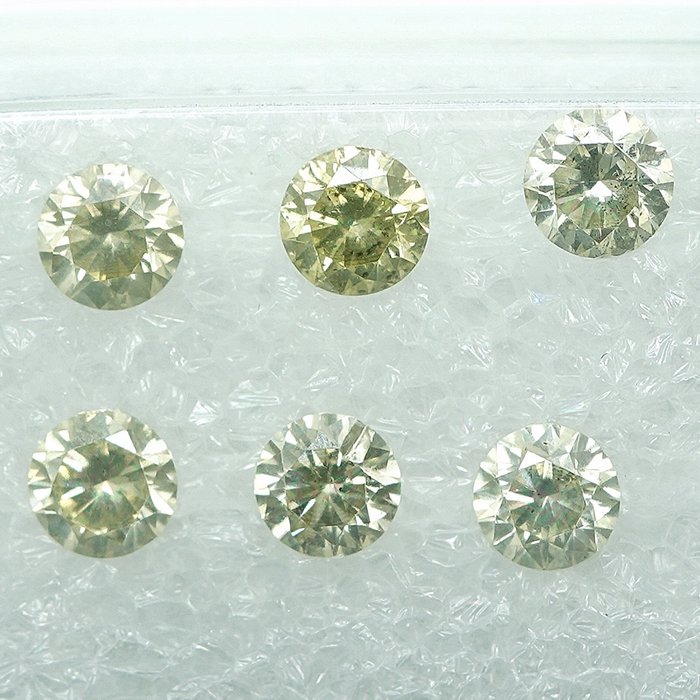 6 pcs Diamant  (Natural)  - 1.08 ct - I1 - GRA (Laboratorul de analiză a pietrelor prețioase din Anvers)