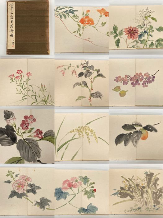 A variety of flower picture album - Signed 散民 - 日本