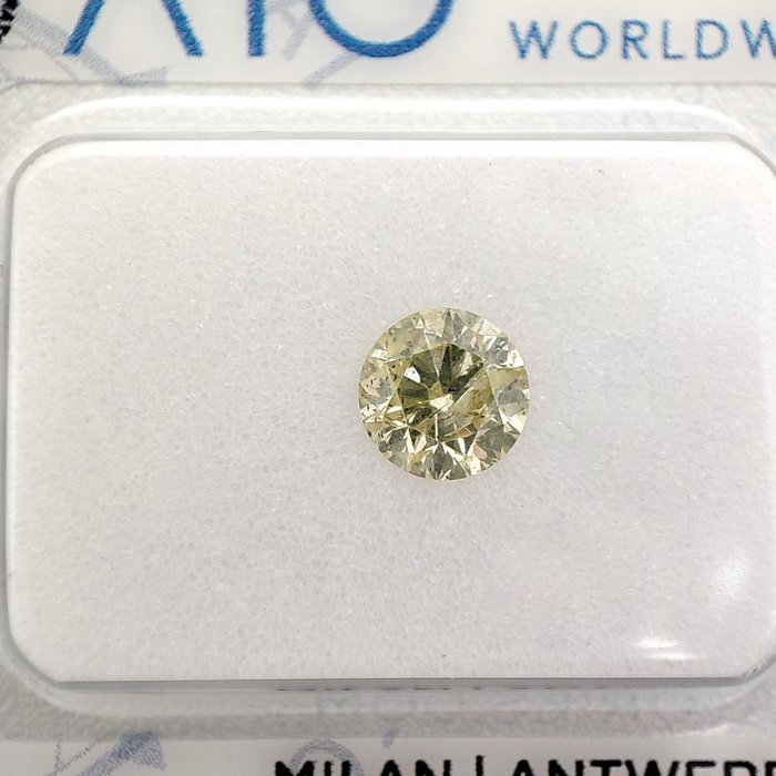 Diamond - 0.56 ct - Round - Fancy Greenish Yellow - I1 *NO RESERVE PRICE*