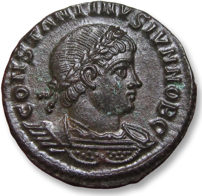 Romerska riket. Constantine II as Caesar under Constantine I. Follis Antioch mint circa 330-335 A.D. - mintmark SMAN? -