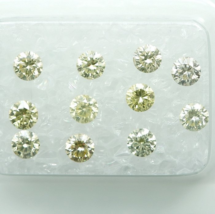 11 pcs Diamantes - 1.08 ct - Brilhante - Natural Fancy Light Yellow Mix - VS-Si