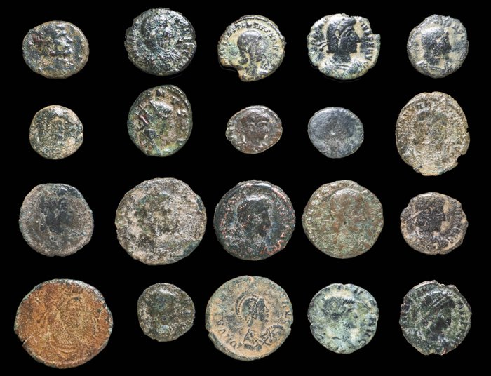 Impreiu Roman. Lote 20 monedas acuñadas entre los siglos III - IV d. C.  (Fără preț de rezervă)