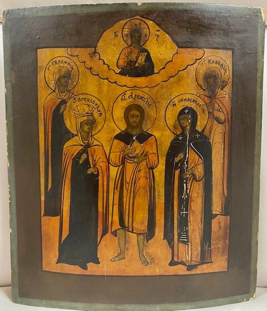 Icono - Cinco santos - Madera