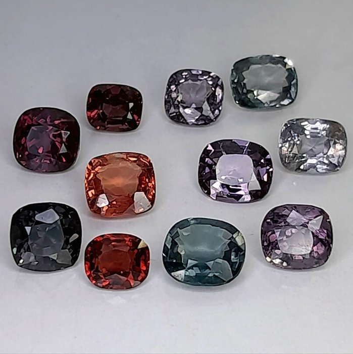 11 pcs Lila, Rosa Spinell - 6.72 ct
