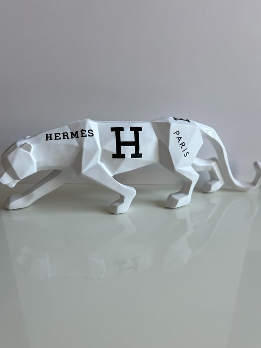 SylanArts - Escultura, Luxury Panther White HE - 14 cm - Resina