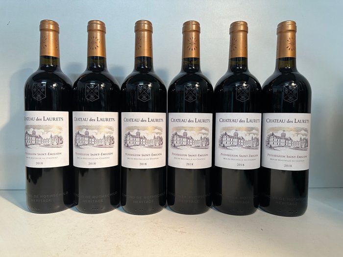 2018 Chateau des Laurets Edmond de Rothschild - 普伊塞甘聖埃美隆 - 6 瓶 (0.75L)