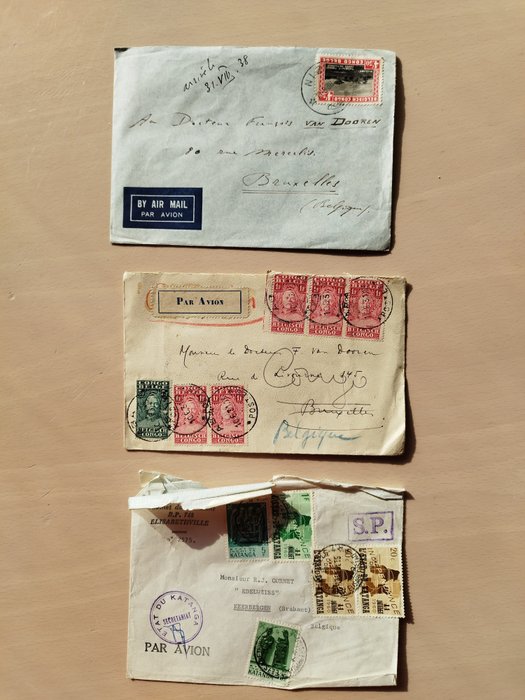 Congo Belga 1931/1961 - Congo Belga Lote de 5 cartas + 2 fragmentos