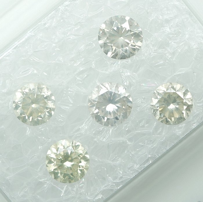 5 pcs 鑽石 - 1.20 ct - 明亮型 - Si2-I1