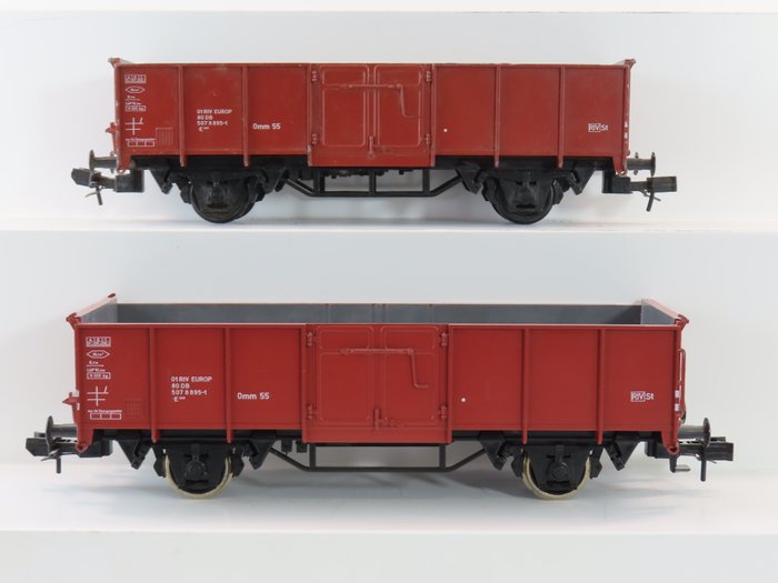 Märklin 1 - 5850 - Wagon de marchandises pour trains miniatures (2) - 2x camion à caisse ouverte haute à 2 essieux type E - DB