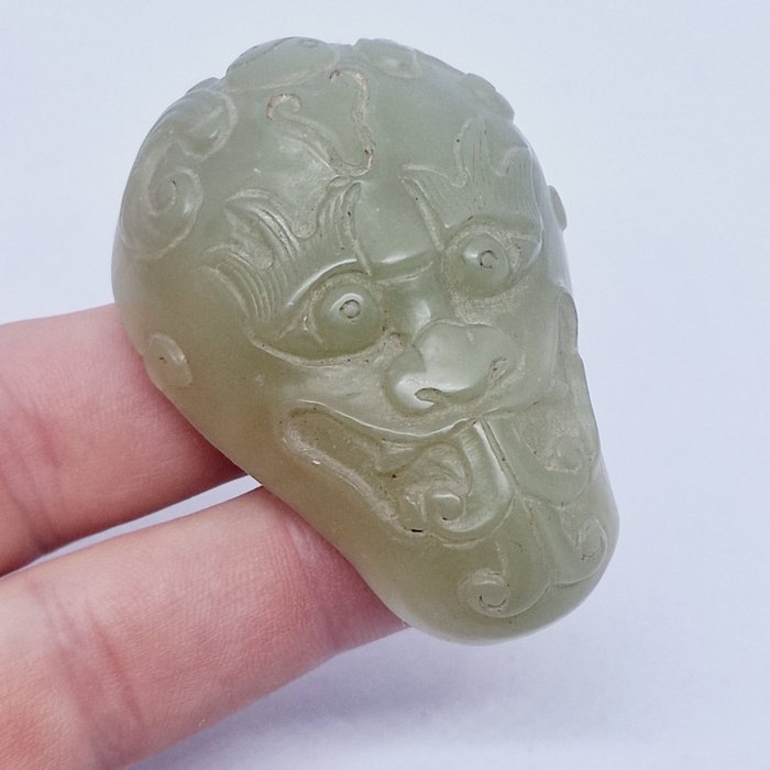 中國古代 玉 保護怪物面具皮帶扣 - 52 mm