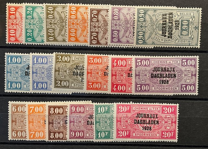 Bélgica 1929 - Complete a 1ª série de selos de jornal - JO1/18