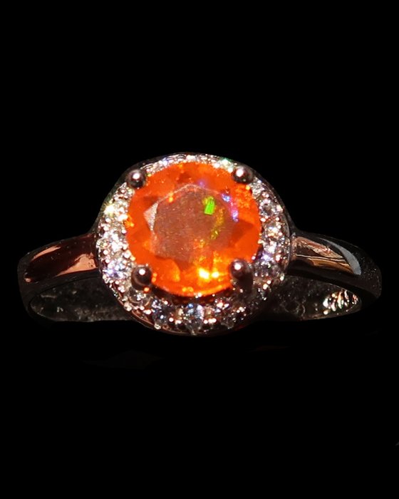 Brann opal - Sølv, Faith Ring - Fire Opal - Hever vibrasjonsfrekvensen - Symbol på sannhet og renhet - Ring