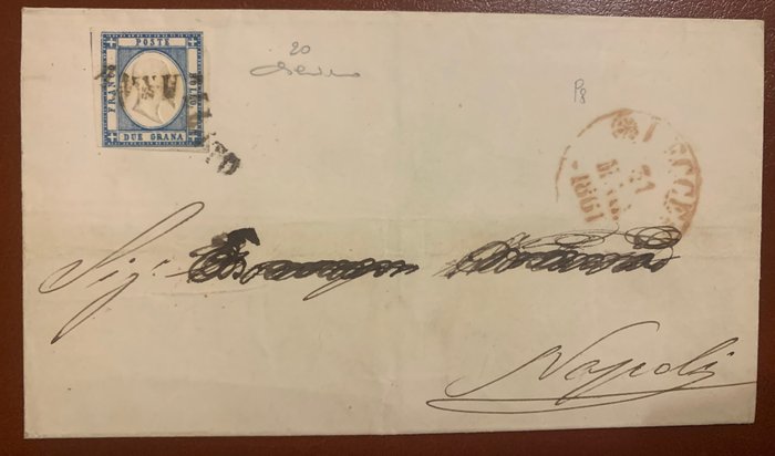 意大利古城邦-那不勒斯 1861 - 很多来自那不勒斯各省的信件。繁荣。前普罗维拉 - Sassone 20