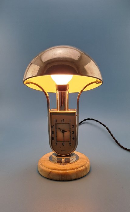 Art deco MOFEM lamp with alarm clock - Lanterna - Bauhaus - Rame, Marmo, Ferro