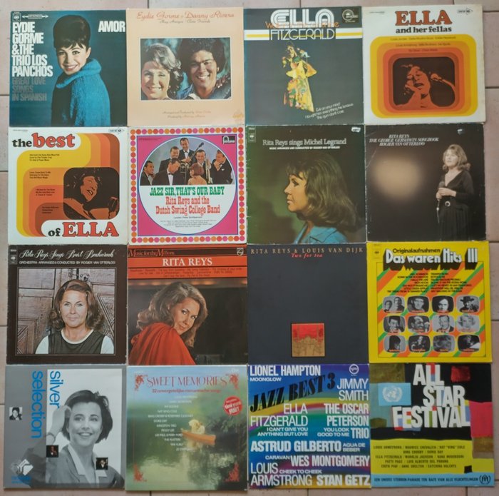 Ella Fitzgerald, LP’s of 3 female jazz singers: Ella Fitzgerald, Eydie Gormé and Rita Reys - Flere titler - LP - 1963