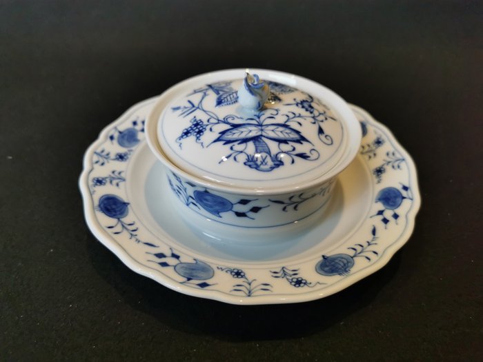 Meissen - Πιάτο - Στρογγυλό χρυσαφένιο μπλε κρεμμύδι βουτύρου δόσης L 18cm, 1 Wahl