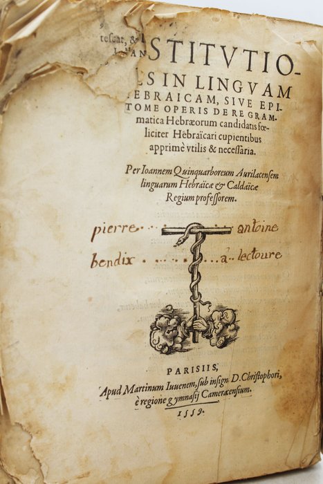 Jean Cinquarbres - Institutionis In Linguam Hebraicam - 1559