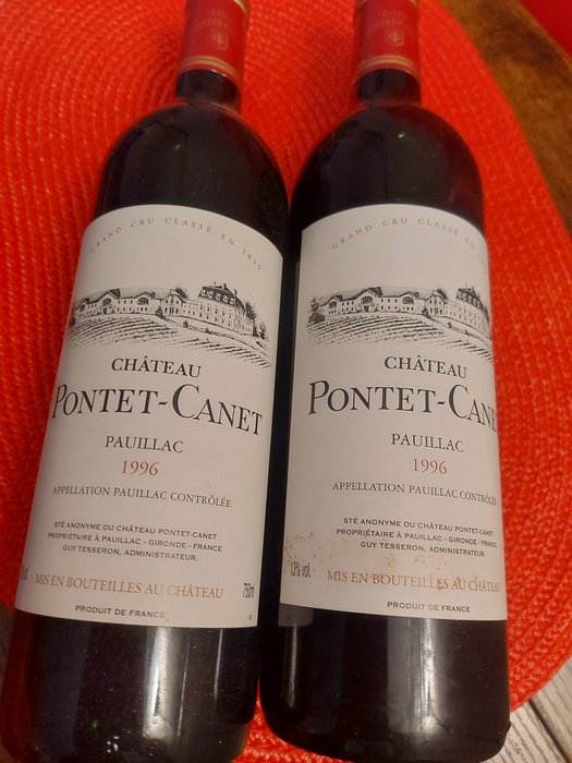 1996 Château Pontet Canet - 波雅克 Grand Cru Classé - 2 瓶 (0.75L)