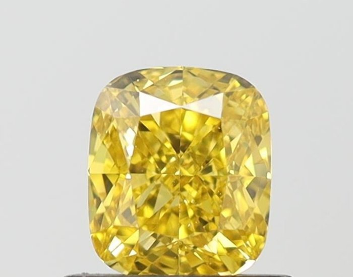 1 pcs Diamant - 1.11 ct - Kissen - Fancy Leuchtend gelb - VVS2