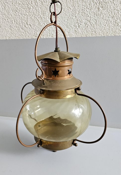 Nautische Lampe (1) - Glas, Messing