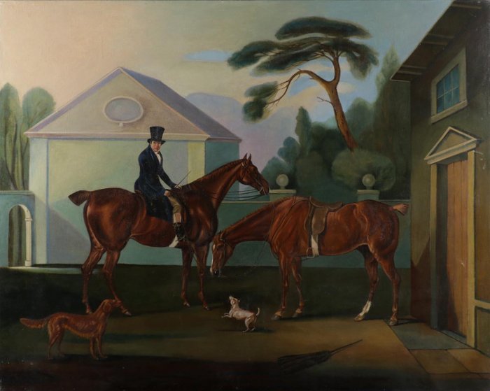 John Nost Sartorius (1759-c.1828), Circle of - Heer te paard met honden 19e eeuw