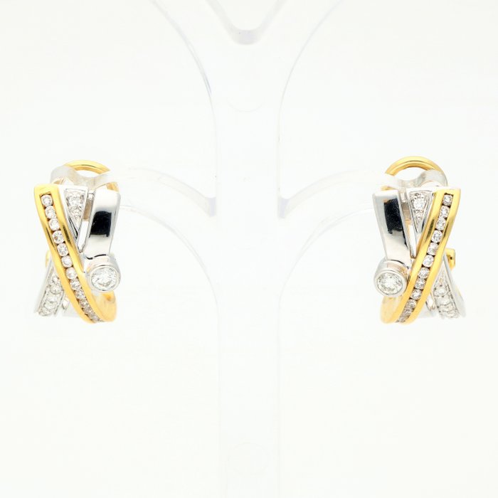 Øredobber Gull, to-tone Diamant  (Naturlig) 