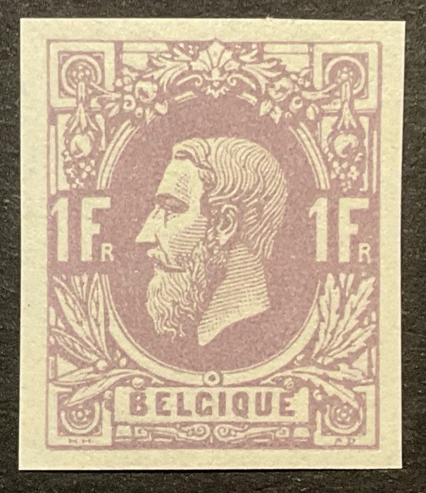 Bélgica 1869/1945 - Leopoldo II - 1 franco Mauve - edição Eisenhower - OBP 36