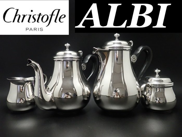 Christofle - Serviciu de cafea și ceai (4) - creamer tea caddy Albi - Placat cu argint