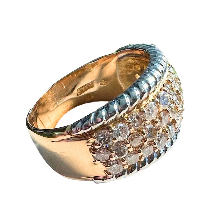 Δαχτυλίδι Κίτρινο χρυσό, Πλατίνα - Διαμάντι 