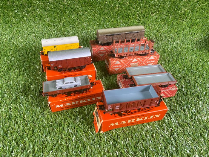Märklin H0 - 332/321/2ST-305/4504/4505/4601/4509 - Wagon de train miniature (7) - 8 wagons de fret - DB