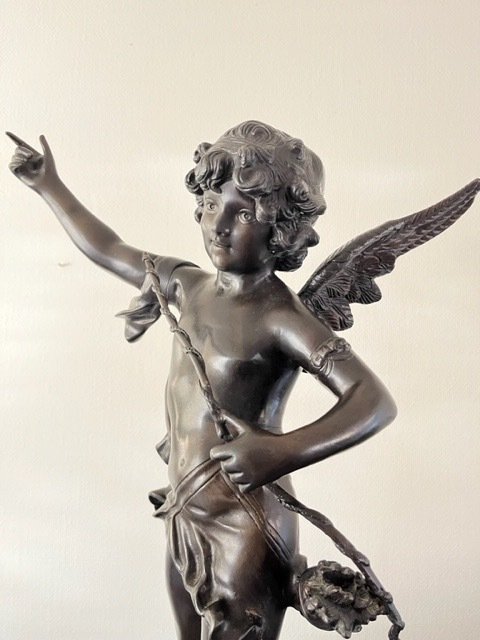 Naar Auguste Moreau - 雕塑, Cupido - 75 cm - 黄铜色