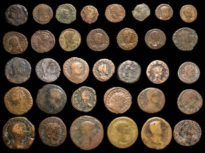 Império Romano. Lote 34 monedas acuñadas entre los siglos I - IV d. C.  (Sem preço de reserva)