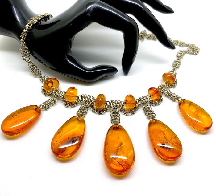 Genuine Baltic Amber collar necklace, vintage - Amber - Succinite