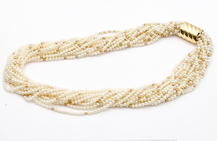 Halskette - Gelbgold Perle 