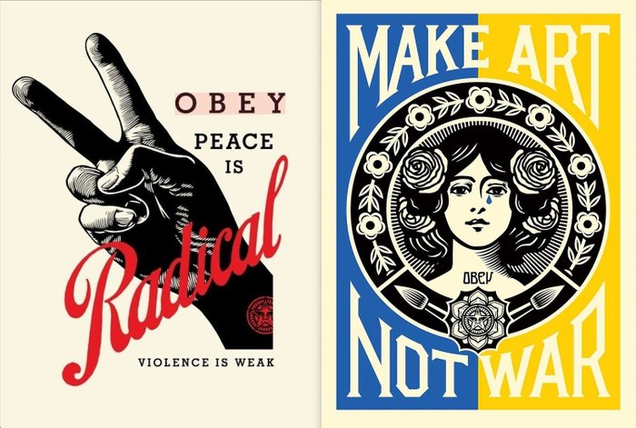 Shepard Fairey (OBEY) (1970) - Radical Peace (Cream) + Make Art Not War Bonus
